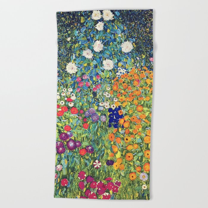Gustav Klimt Flower Garden 2 Beach Towel