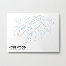 Homewood Ski Resort, CA - Minimalist Trail Art Metal Print