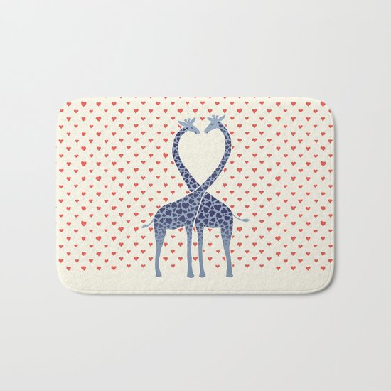 Giraffes in Love - a Valentine's Day illustration Bath Mat
