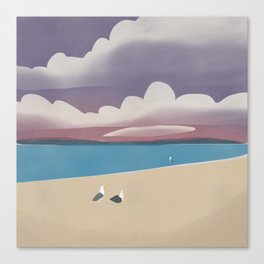 Parrents and baby seagull Canvas Print