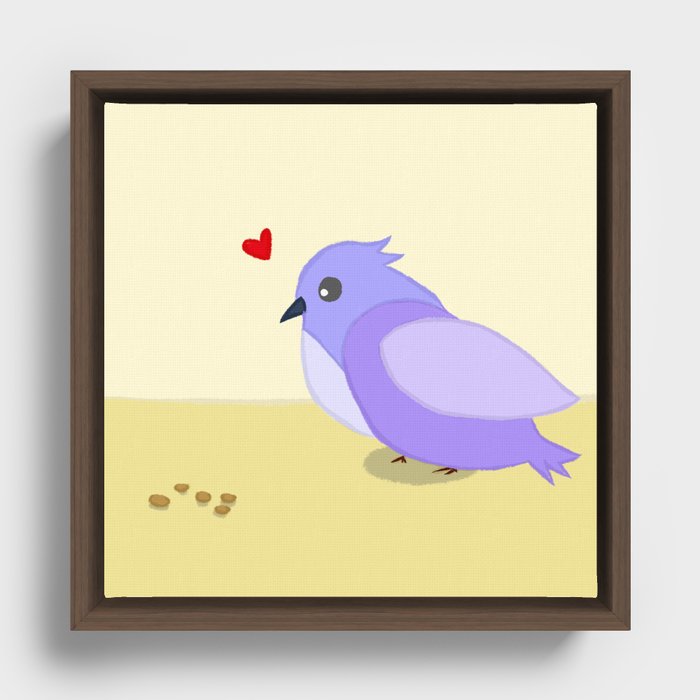 A little blue bird Framed Canvas