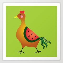 Watermelon Chicken Art Print