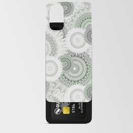 Soft lit mandalas in light moss green and grey Android Card Case