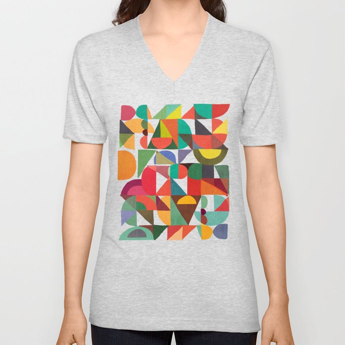 Color Blocks V Neck T Shirt