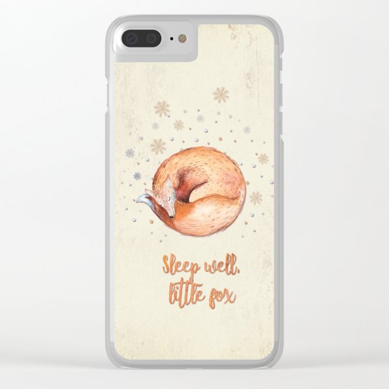 Sleep well little fox- Watercolor animal illustration and Typography Clear iPhone Case