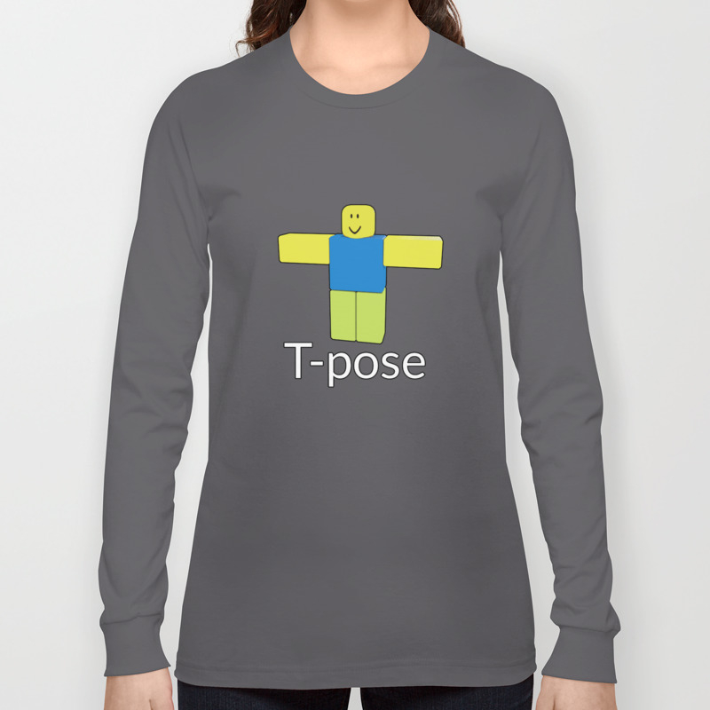 Roblox Noob T Poze Long Sleeve T Shirt By Devotchicken Society6 - roblox noob clothes