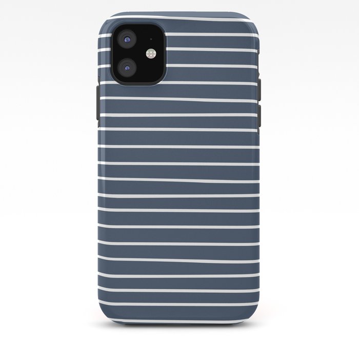 Abstract Stripes Pattern, Navy Blue and White iPhone Case