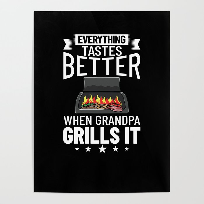 Grandpa Grilling BBQ Grill Smoker Master Poster