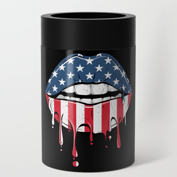 American Flag Lips Pretty Girly Can Cooler