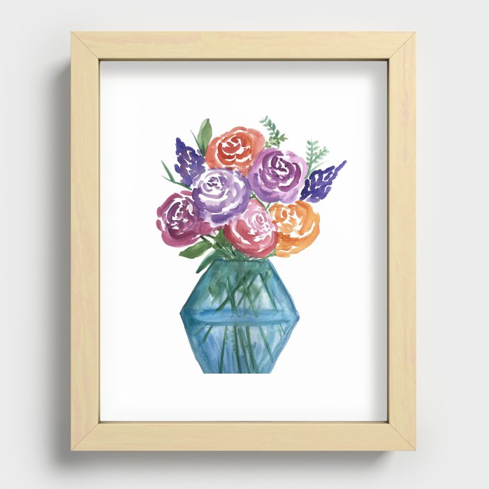 Watercolor Flowers Recessed Framed Print