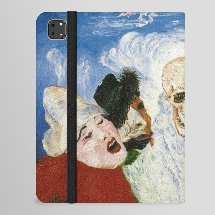 Death and the masks outcast grotesque art portrait painting by James Ensor iPad Folio Case