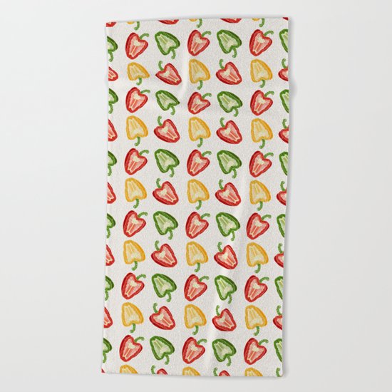 Mixed Peppers Pattern Beach Towel