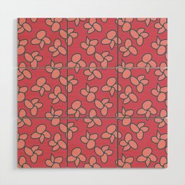 Red and Rose Petal Plant Repeat Pattern Wood Wall Art