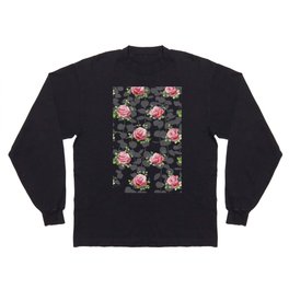 Rose and Eucalyptus Pattern Long Sleeve T-shirt