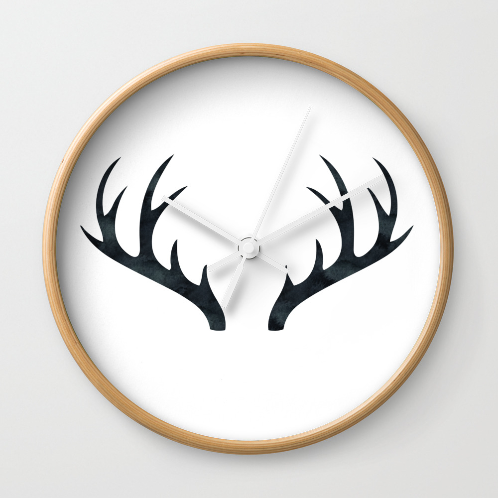 Antlers Black And White Wall Clock By Naturemagick Society6