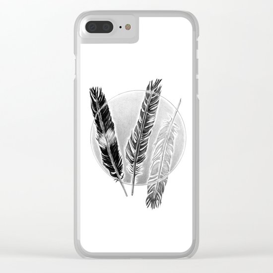Three feathers in the circle Clear iPhone Case