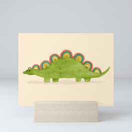 Rainbow colored dinosaur (stegosaurus) Mini Art Print