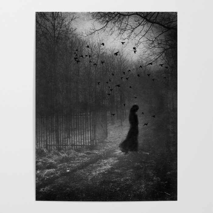 The Impossible Path - gothic woman dark art crows Poster