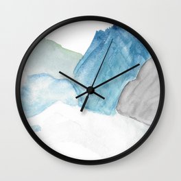 Blue Abstract Mountain Watercolor Painting Wall Clock