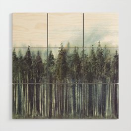 Pine Tree Forest Watercolor Wood Wall Art