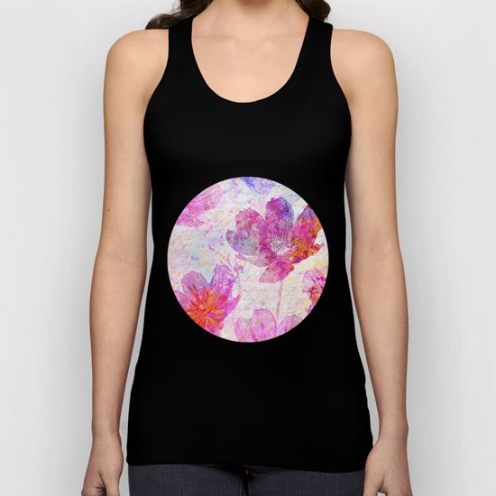 colorful Flowers mixed media art Unisex Tank Top