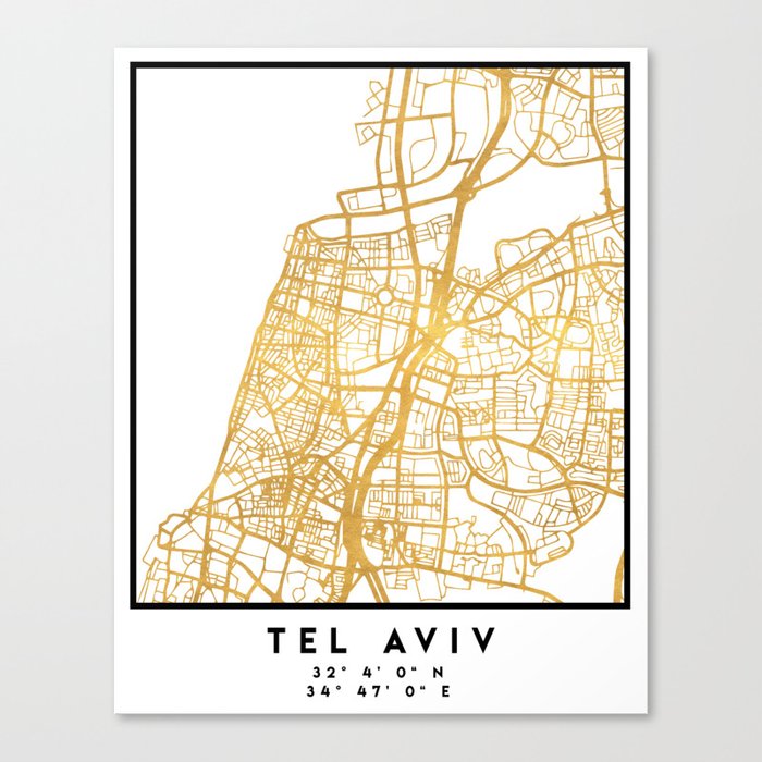 TEL AVIV ISRAEL CITY STREET MAP ART Canvas Print