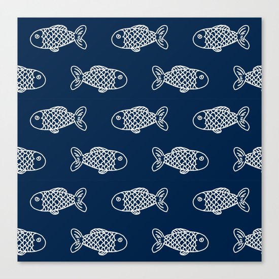 Nautical fish cute simple minimal basic ocean pattern nursery gender nuetral Canvas Print