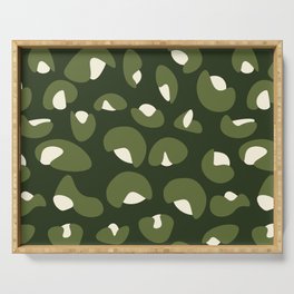 Abstract Seamless Leopard Print Pattern - Dark Olive Green and Cosmic Latte Serving Tray