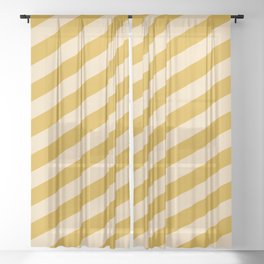 [ Thumbnail: Goldenrod & Tan Colored Lined/Striped Pattern Sheer Curtain ]