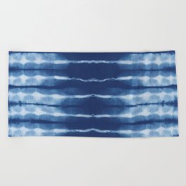 Blue shibori scratched Beach Towel