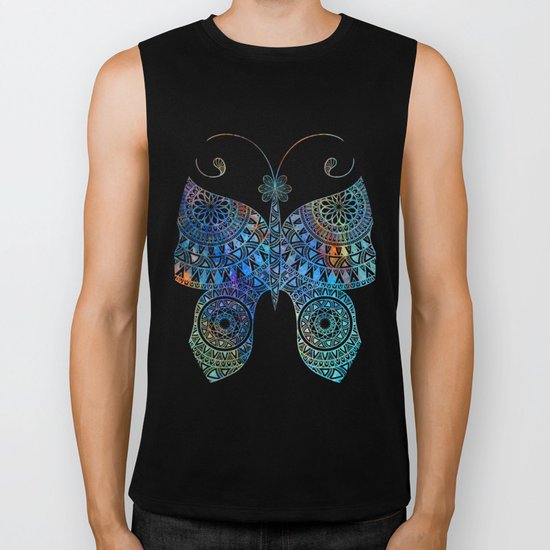 Drawn Butterfly on Black Biker Tank