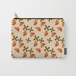 Fall Gingko Leaves // Green Florals Carry-All Pouch