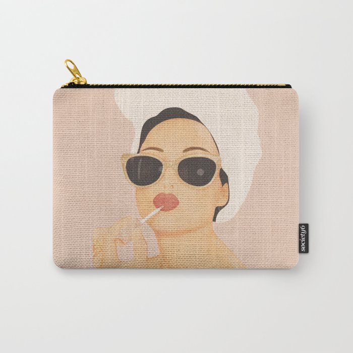 Morning Routine Carry-All Pouch | Graphic-design, Digital, Morning, Routine, Lipstick, Rose, Sun, Glasses, Towel, Girl
