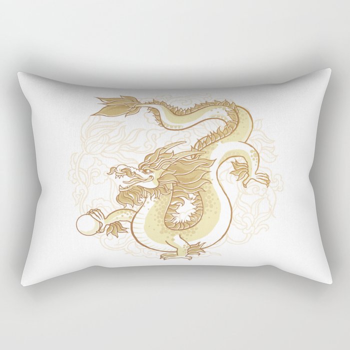 Gold Dragon with pearl Rectangular Pillow