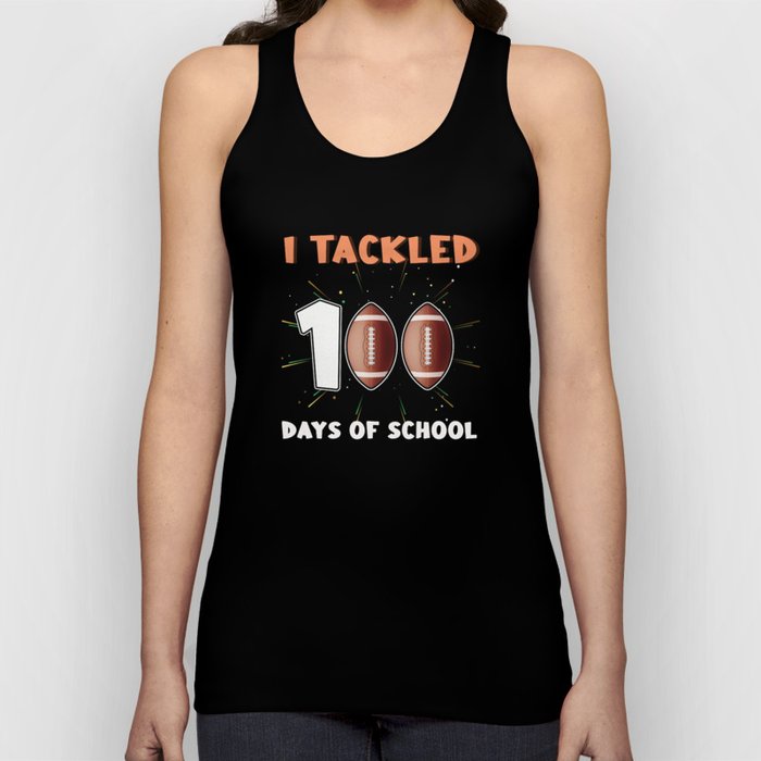 Days Of School 100th Day 100 Ball Tackle Football Tank Top