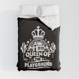 Queen Of The Playground Cute Children Quote Duvet Cover