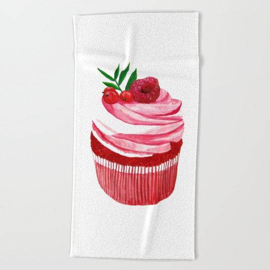 Red velvet cupcake Beach Towel