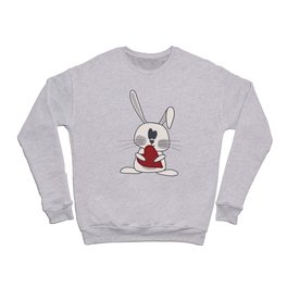 Cute bunny holding red heart Crewneck Sweatshirt