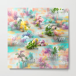 Tropical Garden of Pastels - Abstract AI Pattern Metal Print