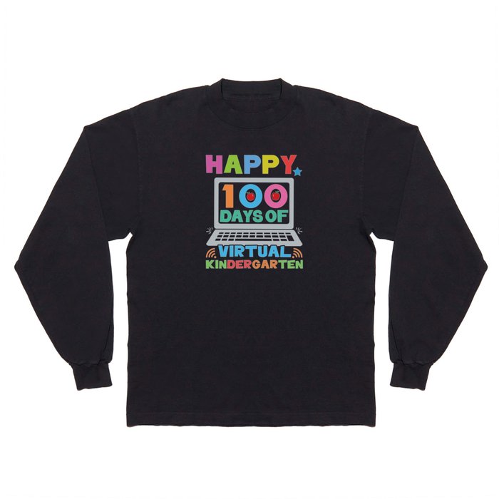Days Of School Happy 100th Day 100 Virtual Online Long Sleeve T Shirt
