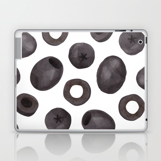 Black olive watercolor pattern print Laptop & iPad Skin