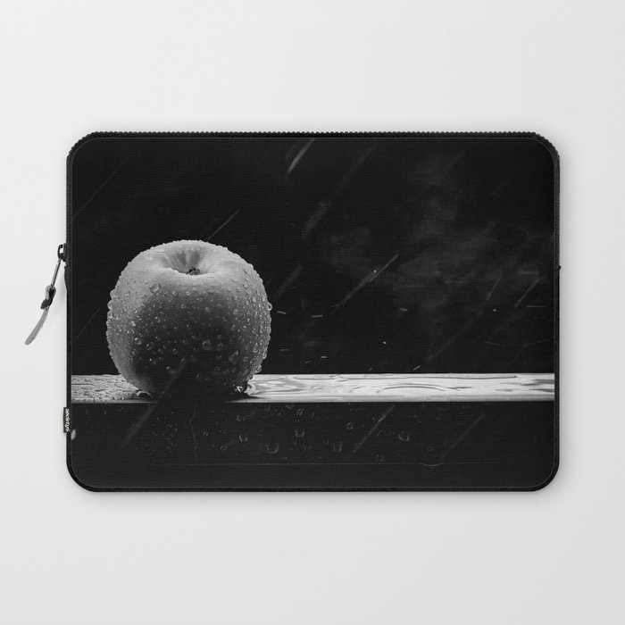 Apple with dewdrops and morning rain still life portrait black and white photograph - photography - photographs Laptop Sleeve