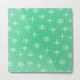 Seamless abstract mid century modern pattern - Bright Green Metal Print