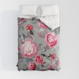 Peony dark grey pink 2 Comforter