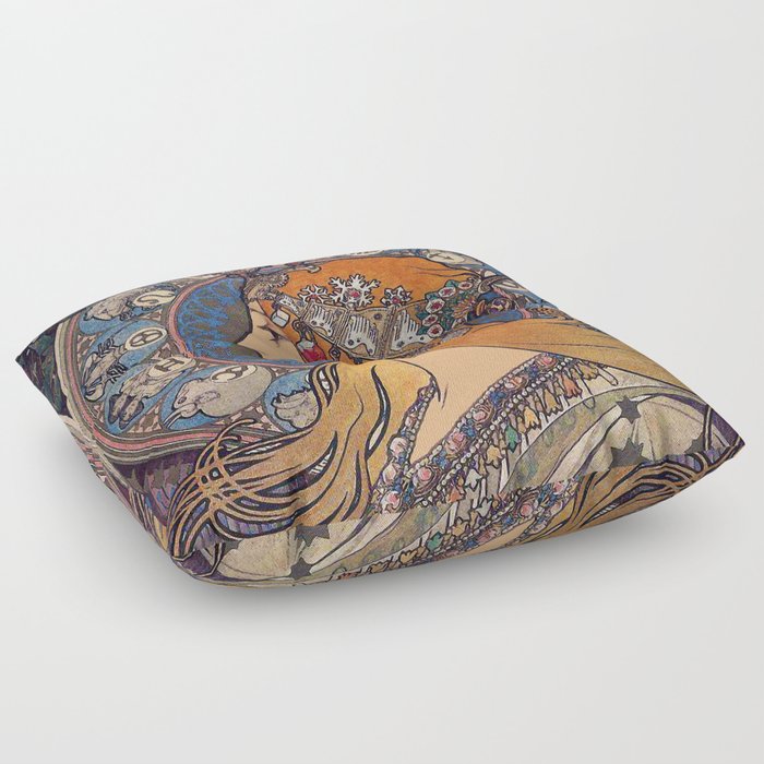Alfons mucha ,“ Zodiac ” Floor Pillow