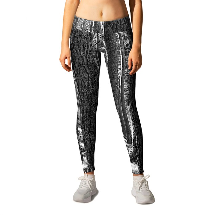 Pine Woodland in Black and White Leggings