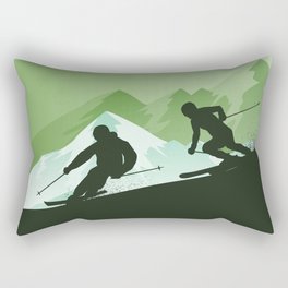 Winter Sport - Best Skiing Design Ever - Green Background Rectangular Pillow