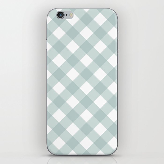 Green Pastel Farmhouse Style Gingham Check iPhone Skin