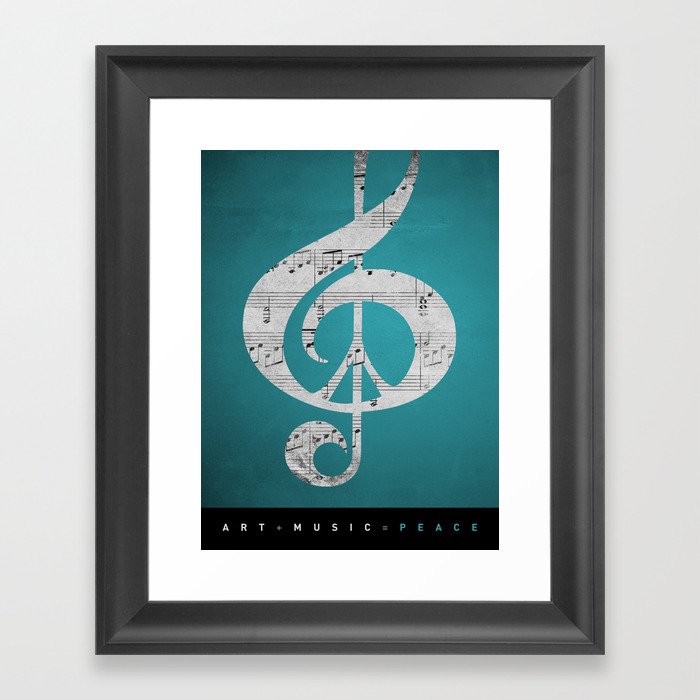 Music & Peace Aqua Sheets Framed Art Print