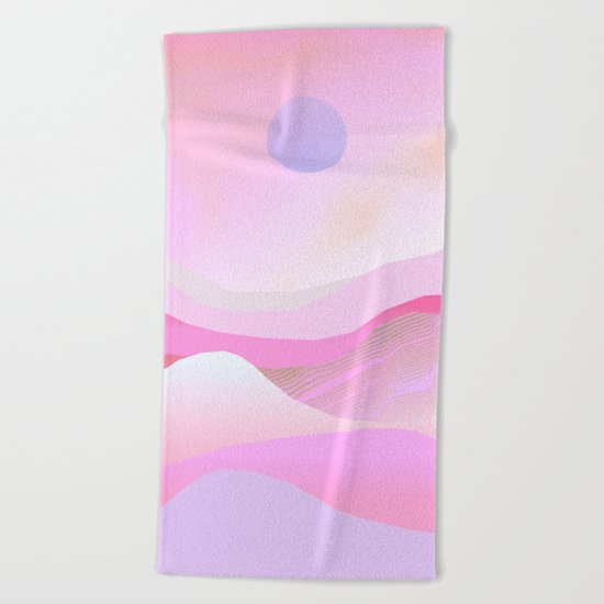 Pink Hills Beach Towel